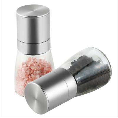 China Sustainable Rechargeable Stainless Steel Salt and Pepper Grinders Set - Short Glass Shakers with Adjustable Coarseness for sale