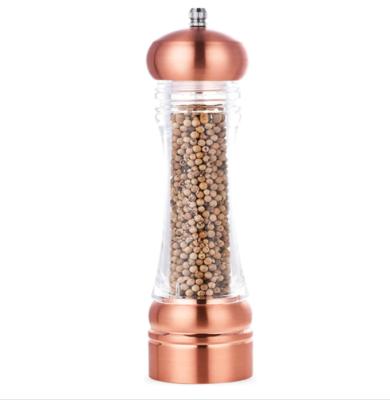 China Pepper Mill Rose Gold Pepper Mill Pepper Grinder Acrylic Salt Mill Salt Workable Acrylic Copper Grinder for sale