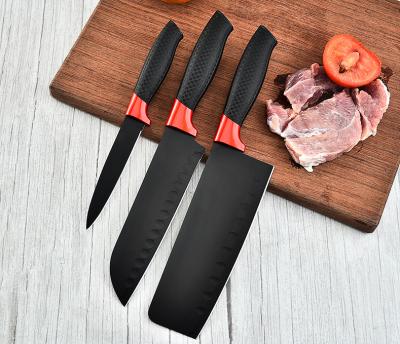 China Sustainable Black Oxide Knife Set Of 3 With Basic Knife Protective Sheath , Black Kitchen Knife Set for sale