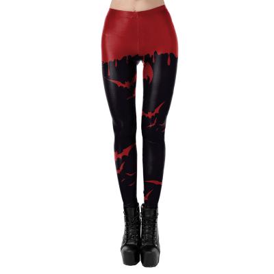 China Wholesale Custom Breathable Halloween Leggings Red Bat Printed Leggings Cat Eyes Fitness Printed Black Leggings Fitness Yoga for sale