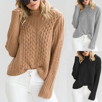 China Spring 2020 Wish Style Ladies Open Shoulder Hot Sexy Running Long Sleeve Cable Sweater Anti-Shrink Sweater for sale