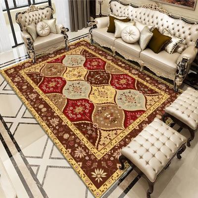 China Customizable Europe Square European Printed Crystal Velvet Wool Red Persian Rug for sale