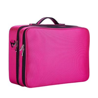 China Customizable Multifunctional Handbag Cosmetic Bag Makeup EVA Material Oxford Cloth Partition Makeup Box Portable Large Capacity for sale