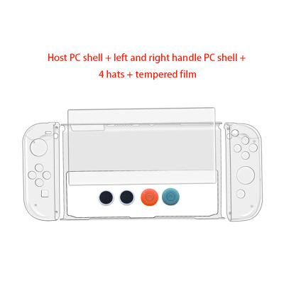 China Protector 8 in 1 Crystal Case Shell Tempered Film Ca p Grip Cover Device for OLED Switch Console Joy-Con for sale