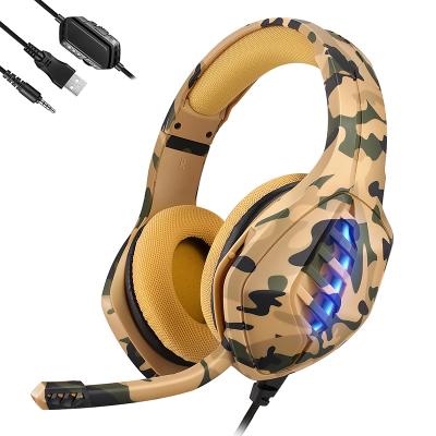 China Earphone Camouflage Colors Gaming Headset Computer Earphone RGB Wired PC Gamer Headset With MIC For PS4 XBOXONE Switch Drop Shipping for sale