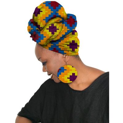 China Low MOQ Headwrap Women's Headband Low MOQ Headwrap Women's Headwrap 2 Pcs Headwrap Dress African Ankara Free Samples African Fabric for sale