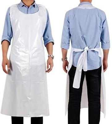 China Eco-friendly Opaque Plastic Heavy Duty Waterproof White/Durable/Rizhao Huahang Poly Aprons Washable Disposable Plastic Pe Apron For Cleaning Custom Size 50pcs for sale