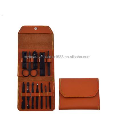 China Professional Manicure Kit Facial Care Grooming Kit Stainless Steel 12pcs Nail Kit with PU Leather Case for sale