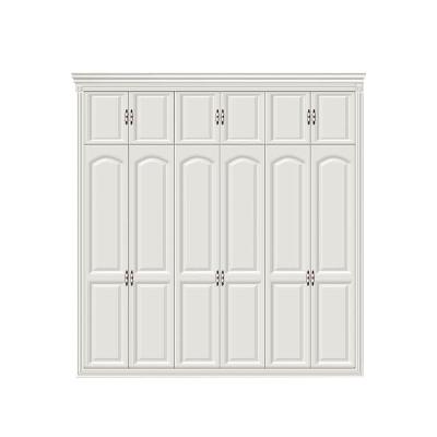 China Durable Fancy Design Practical European Standard Double Panels Swing Style 6 Wooden Doors Wardrobe for sale