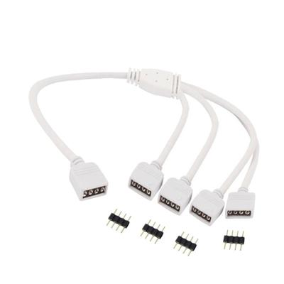 China Power 4 Pins LED Splitter Cable LED Strip Connector 4 Way Y Splitter for One to Four RGB 5050 3528 LED Light Strips for sale