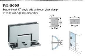 China single sie bathroom glass clamp square 90 degree stainless steel glass door hardware for shower door WL-8005 for sale