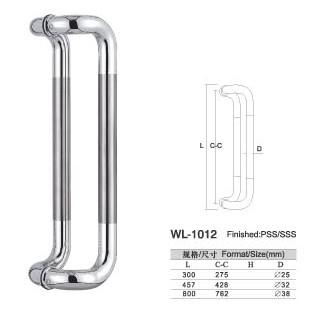 China WL-1012 high grade SUS304 Stainless Steel entry door handles set  L300 Round glass door  handle for sale