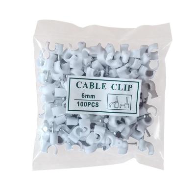 China Plastic Widely Used Spikes Cable Electrical Wire Staples Ethernet Cables Round and Wrap Nail Cable Clamps for sale