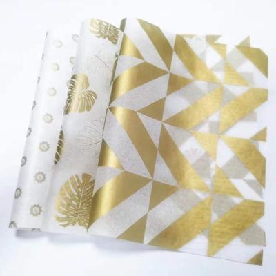 China Recycled Materials Gold Foil Custom Printed Logo Printed 17g Ready To Ship Tissue Paper Packaging for sale