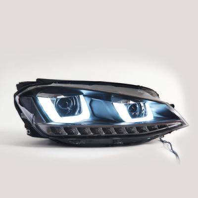 China Modified headlights double U headlight assembly for VW Golf 7 14-17 red or white lines to choose for tuning parts for mod lovers DLW0102080717 DLW0102080718 for sale