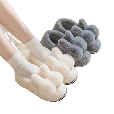 China CUSHIONING XQM Autumn Winter Rabbit House Warm Thick Bottom Indoor Cotton Slippers Fur Shoes Women's Cute Fluffy Cat Slippers Slippers for sale