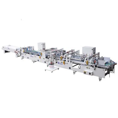 China CLOTHING [JT-800GS] Automatic 4 and 6 Crash Corner Lock Straight Line Folder Gluer Bottom Cardboard Folding and Gluing Machine for sale