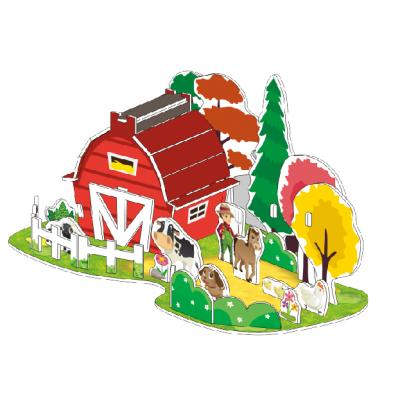 China Cartoon Toy High Quality 3d Paper Model Toy Cardboard 3d Jigsaw Jigsaw Puzzle House for sale