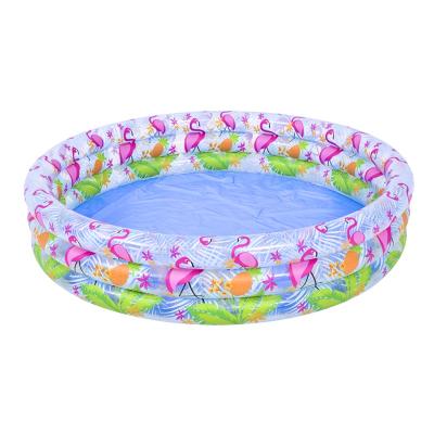 China Outdoor Water Fun Flamingo 3-Ring Pool Water Sports Inflatable Swimming Pool Float Swimming Toys for Kids for sale