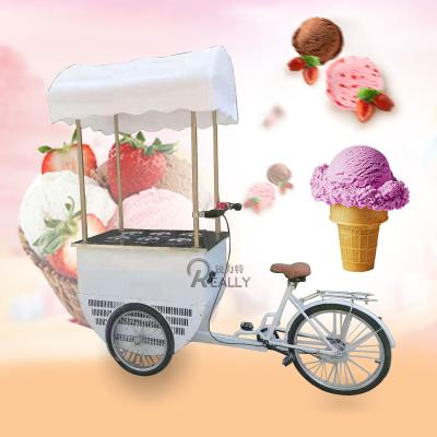 China High Quality Electric Vegetable Processing Factory Front Loading Pedal Assist Freezer Tricycle Food Cart Coffee Carts Ice Cream Bike for sale