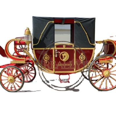 China 2022 Royal Golden Wedding Saddle Carriage and Princess Cinderella Pumpkin Car Luxury Horse Touring Wedding Carriages for sale