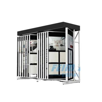 China Durable Simple Custom Showroom Large Sliding Sliding System Ceramic Tile Large Straight Sample Display Racks Racks for sale