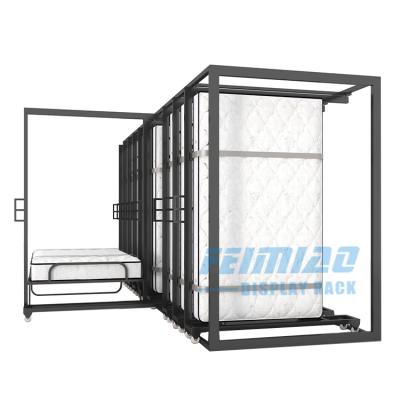 China New Durable Design Customized Good Quality Sliding Generous Freestanding Sample Mattress Display Racks Stand for sale