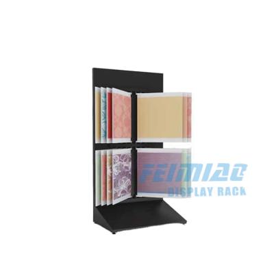 China High Quality Durable Bright Ceramic Quartz Stone Tile Showroom Floor Fin Display Stand Simple Retail Sample Customized Rack for sale