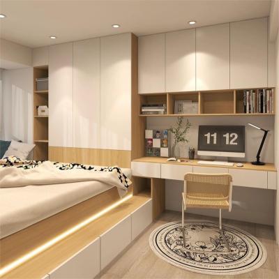 China Storage Customized Modern Cream Log Tatami Closet Bedroom Wardrobe Cabinet Storage Furniture for sale