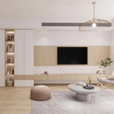 China Modern Customized Expandable Minimalist Log TV Cabinet Storage TV Stand White Wooden Living Room Furniture Panel for sale