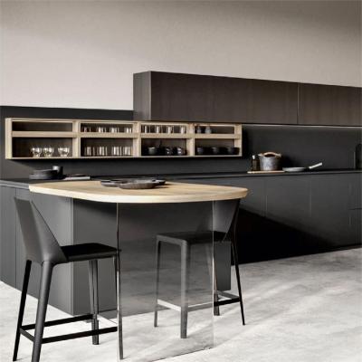 China PANEL Customized Black Matte Minimalist Italian Cabinet Kitchen Furniture for sale