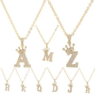 China Vintage Wholesale 26 Alphabet Zircon Diamond Tennis Letter Initial Necklace For Women Luxury Designer Jewelry Women Necklace for sale