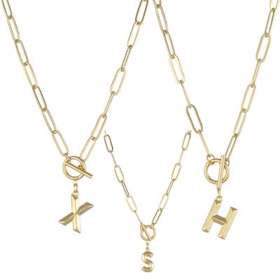 China Vintage Jewelry Alphabet Shaped Pendants For Necklace English Alphabet 26 Gold Plated Letter A-Z Necklaces Chain Women Initial Jewelry for sale