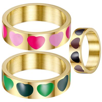 China Finger Ring Trend Temperament Female Stainless Steel Fashion Love Religious Titanium Epoxy Ring Luxury Designer Jewelry Women Steel Rings for sale