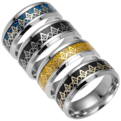 China Luxury Designer Wedding Masonic Jewelry Women Rings Freemasonry Engagement Ring Stainless Steel Design Mens Jewelry Religious Mens Rings for sale