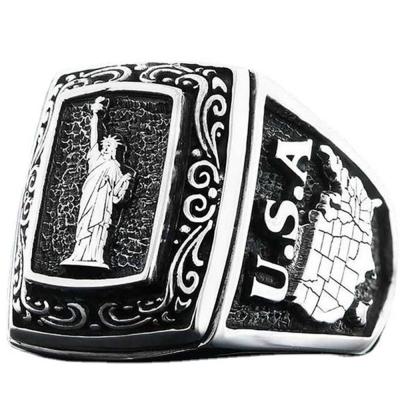 China 2022 Religious European and American men's style USA map punk of the new gift rings Statue of Liberty Ring Luxury Designer Mens Jewelry for sale