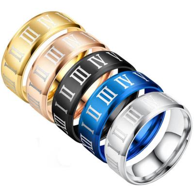 China Wholesale Luxury Titanium Stainless Steel Designer Jewelry Women Men Gift Ring Couple Womens Roman Numeral Religious Men's Rings for sale