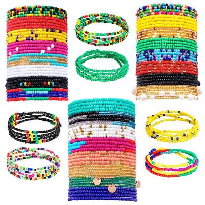 China Religious Waist Beads Chain For Women African Colorful Elastic Waist Chains Bulge Beading Boho Summer Beach Body Bikini Jewelry Set Wholesale for sale