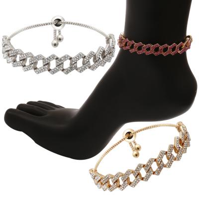 China Wholesale Vintage Fashion Tennis Bling Link Chain Butterfly Anklet Women 2021 New Hot Shiny Diamond Cuban Link Butterfly Cuban Anklets for sale