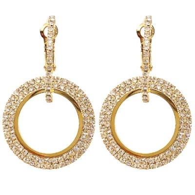 China New Vintage Style Handmade Rhinestone Round Big Circles Women's Earrings Gold Stud Luxury Statement Circle Earring Women Jewelry Designer for sale