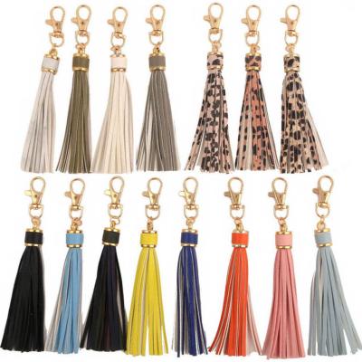 China FDSSN Have RTS 10000 Styles Designs Different Color PU Tassel Key Chain Tassel Bag Accessories Running Leather Bag Accessories Pendant With Lobster Swivel Keychains for sale