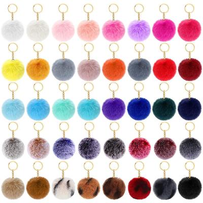 China FDSSN Have Key Chain Women Girls Rabbit Fur Pom Poms Ball Keyring For Ring Pompoms Keychains Fluffy Faux Fur Pompom Ball Keychains 8cm RTS 10000 Styles Designs for sale