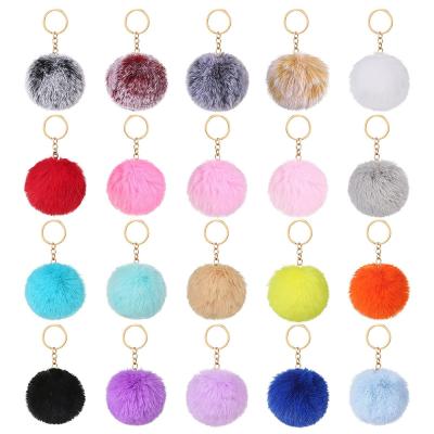 China FDSSN Have RTS 10000 Styles Designs Keychains Ready To Ship Pom Pom Keychains 8cm Ball 8cm Fur Pom Pom Key Chain Multicolor Cute Ball Ring Round Rabbit Fur Puff for sale