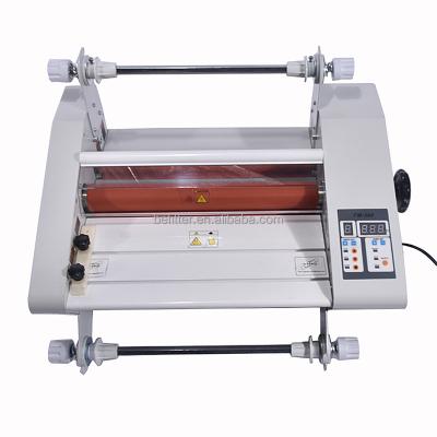 China desktop use fm-360 roll laminator matte lamination machine (hot&cold) large laminator A3 for sale