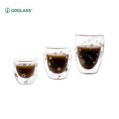 China Sustainable Double Wall Coffee Holiday Drinkware Mug Tea Cup Christmas Glass Cup for sale