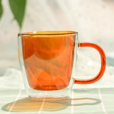 China Hot Selling Custom Made Coffee Mug Glass Double Wall Viable Tea Cups With Handle for sale