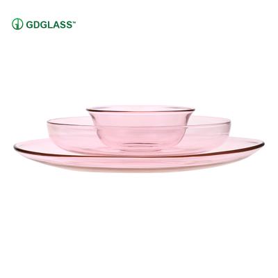 China Environmental Protection Dinnerware Set Sustainable Tableware Borosilicate Stackable Glass Tableware for sale