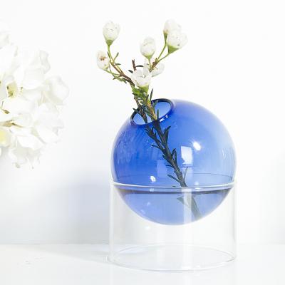 China Europe Home Decor Colored Gourd Single Base Vase Crystal Flower Cone Glass Vase for sale