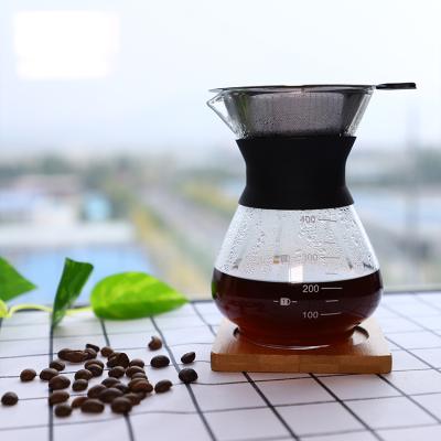 China Sustainable Handmade Glass Coffee Maker Jar With Silicone Insulation Jar for sale