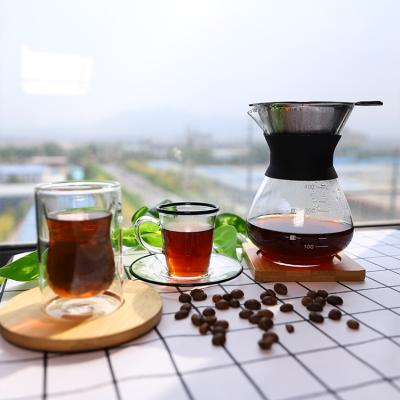 China Sustainable High Borosilicate Glass Coffee Pot For Espresso Pour Over Coffee Maker With Glass Pot for sale